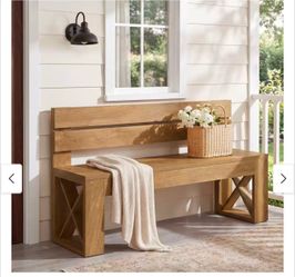 SL0275 47" Long Bench with Backrest for Kitchen, Entryway, Dining, Farmhouse Wooden Bench - 47.2" W x 15.8" D x 31.5" H