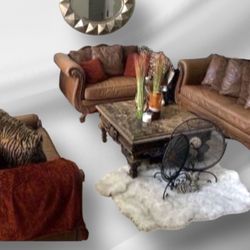 Wood & Leather Living room set