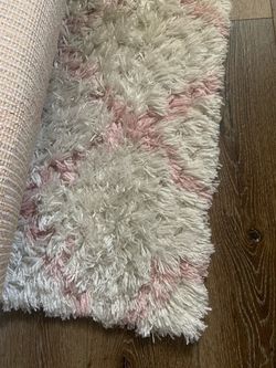 Pink and White Shaggy Area Rug make a offer