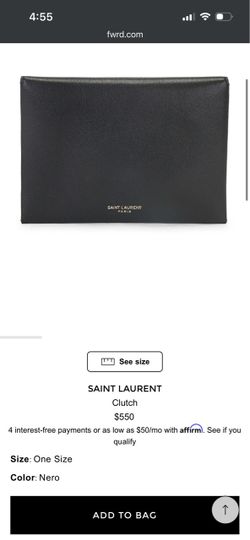 Saint Laurent Grained Leather Large Zip Pouch/Clutch — Olive Grey, Authentic (with Dust Bag)