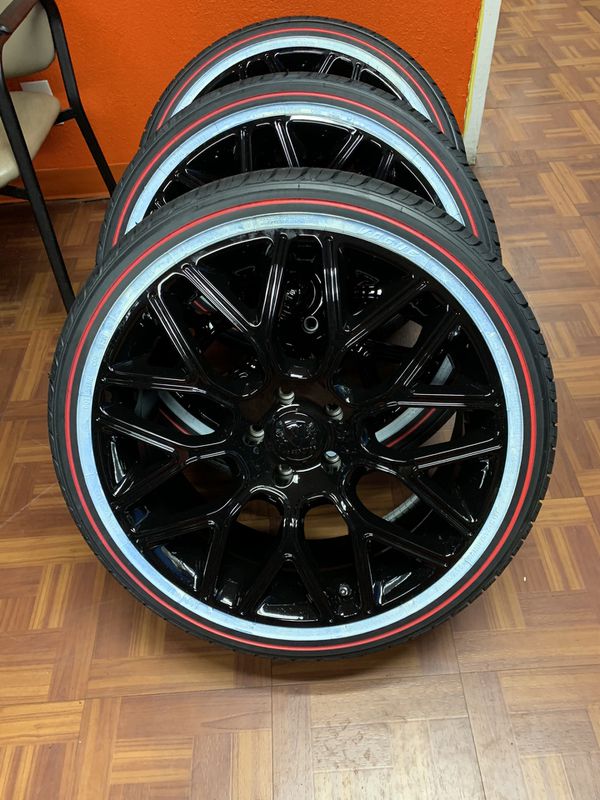 20 inch gloss black vogue wheels 5x120 with red line 245/40/20 vogue