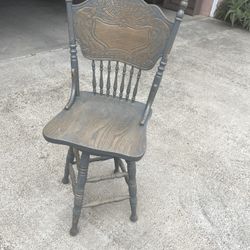 Wooden Swivel Bar Stool Chair