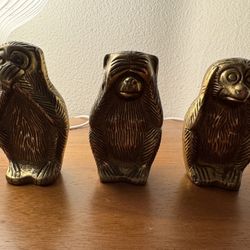 Lacquered Brass Wise Monkeys