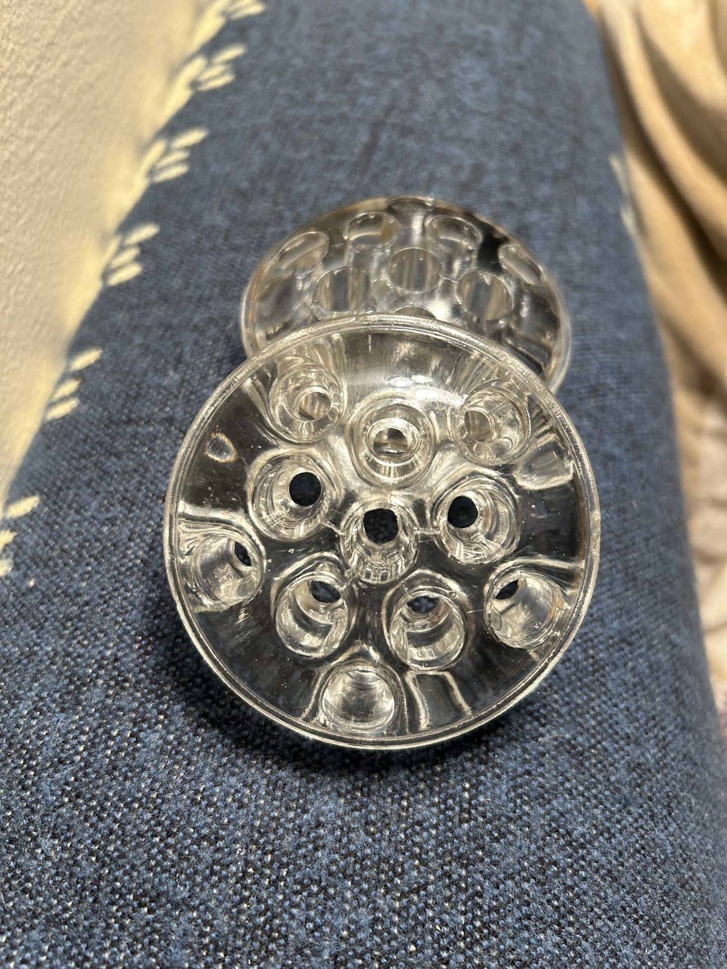 Two Vintage Glass Flower Frogs