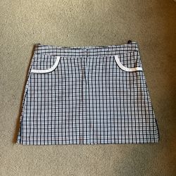 Izod Golf Black And White Plaid Skirt Athletic Skort 