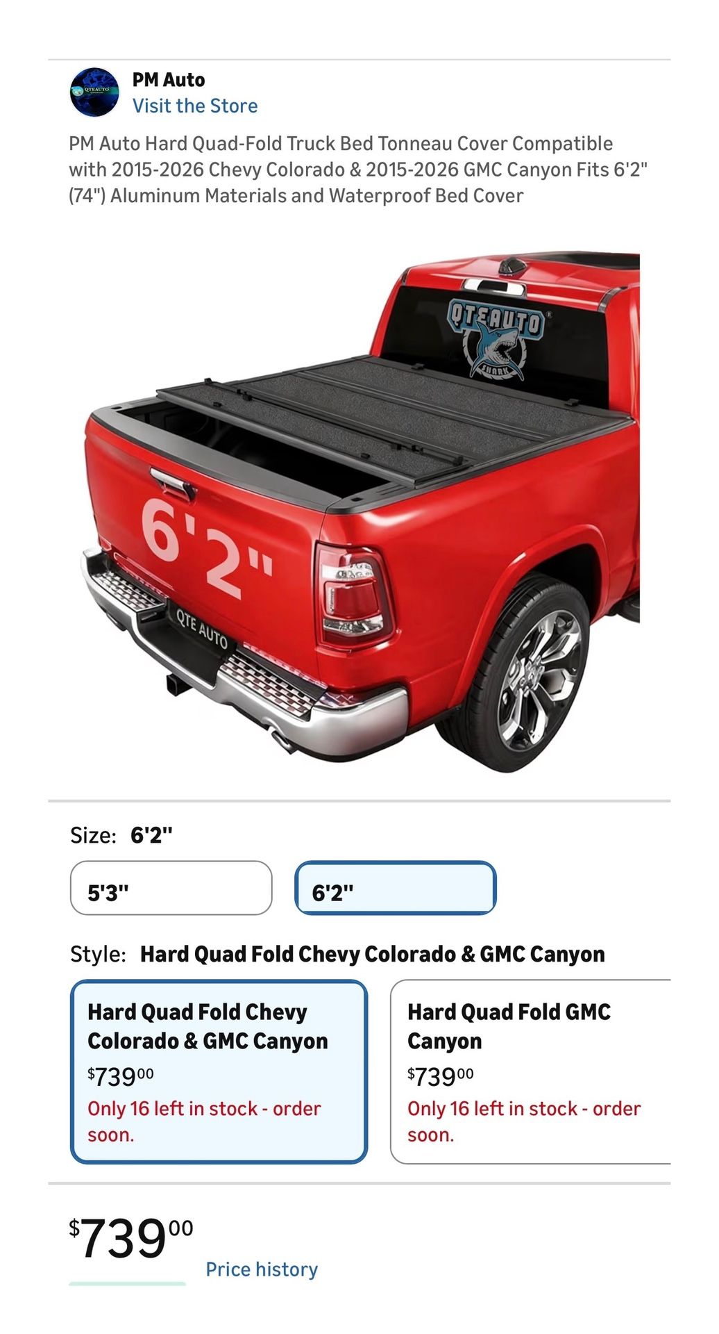 6'2 Quad-Fold Hard Truck Bed Cover for Chevy/GMC (2015-2026)