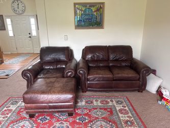 Leather Sofa (2 seater and chair/ottoman)