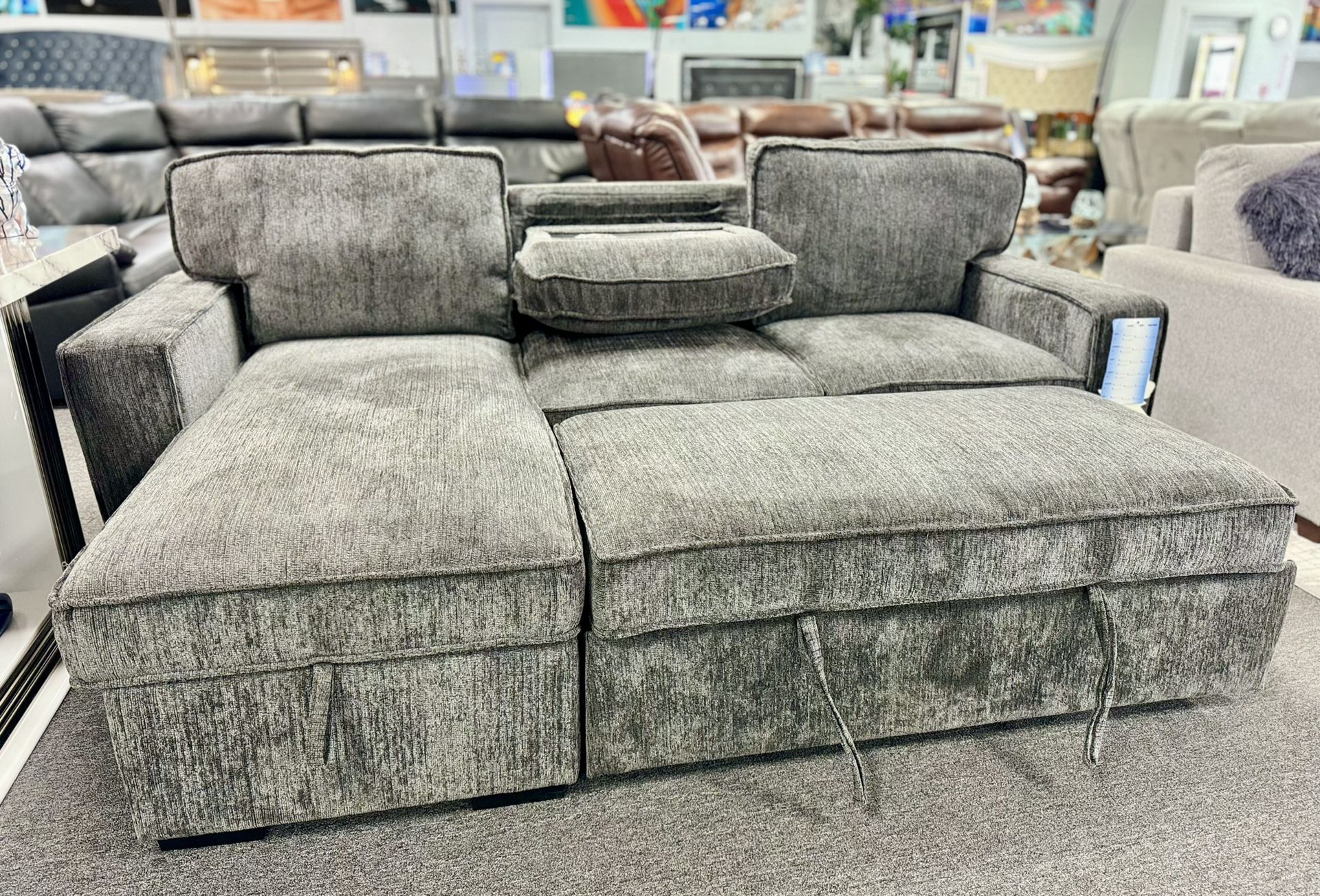 Crazy Weekend Deal😱Beautiful Grey Pull Out Sleeper Sectional On Sale Limited Time $599 (Huge Saving