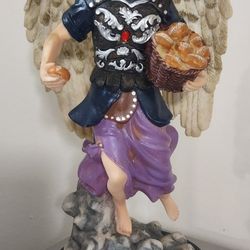 Ebros Byzantine Eastern Orthodox Catholic Church Colorful Archangel Barachiel The Provision of God Statue with Brass Name Plate Wooden Base Angelic Co