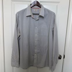 Dockers Mens Button Down Size XL /XG Long Sleeve Collared Shirt  Tan White Check