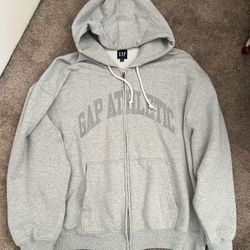 GAP Zip Up Hoodie Gray Large Athletics 