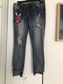 Pretty Flowered Unique Style Jeans 