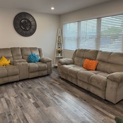 BEIGE RECLINING SOFA SET 