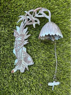 Vintage Metal Koi Fish and Dragonfly Windbell