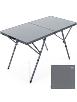Large Camping Table for 4-6 Person, Portable Folding Aluminum Table with Carrying Handle, Suitable for BBQ, Picnic, Camping and Indoor Use, Support up