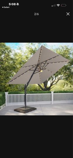 Seasons Sentry 10' Square Solar LED Cantilever Umbrella sunbrella