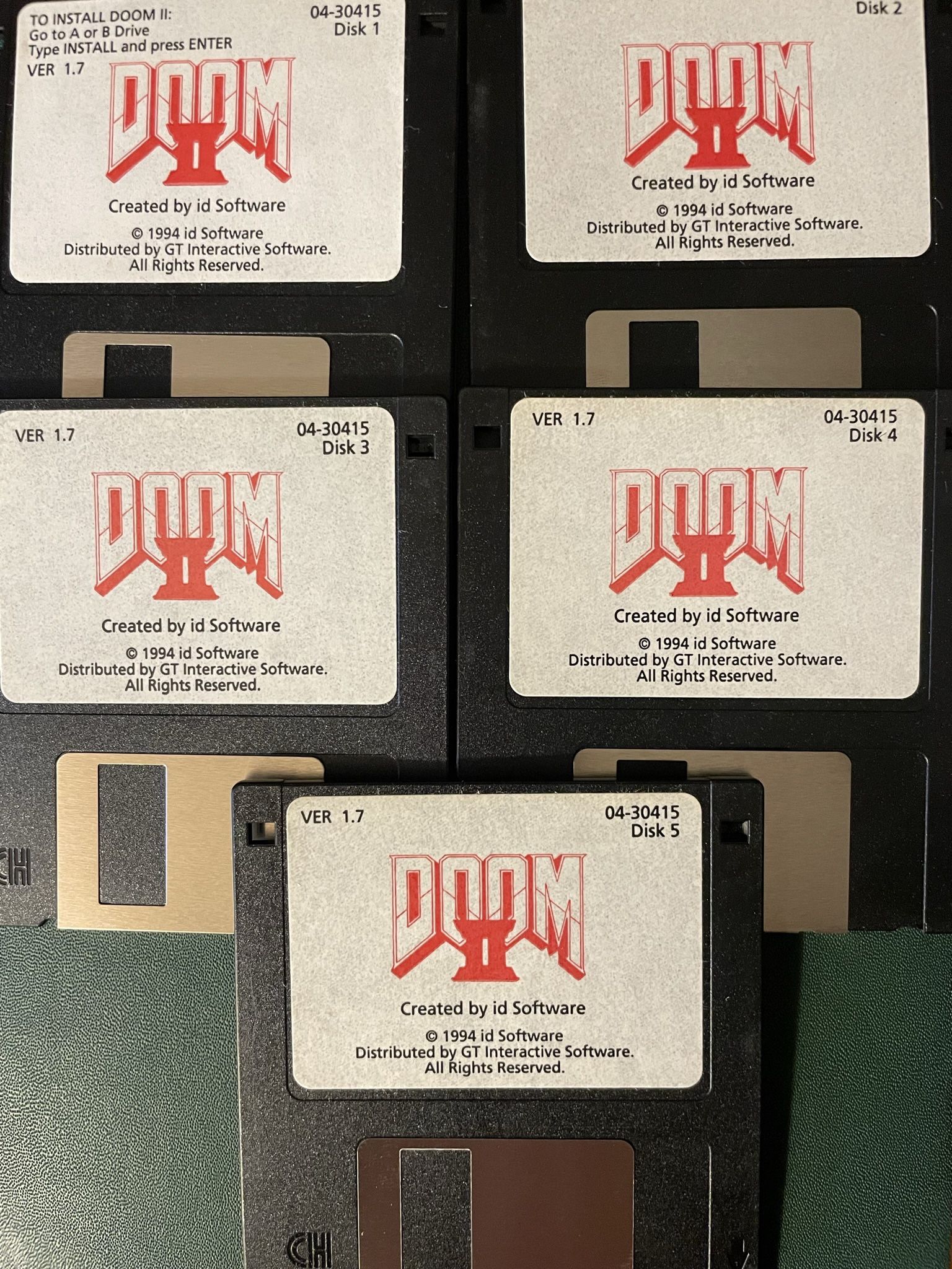 Original DOOM 2 1-5 Floppy Disks