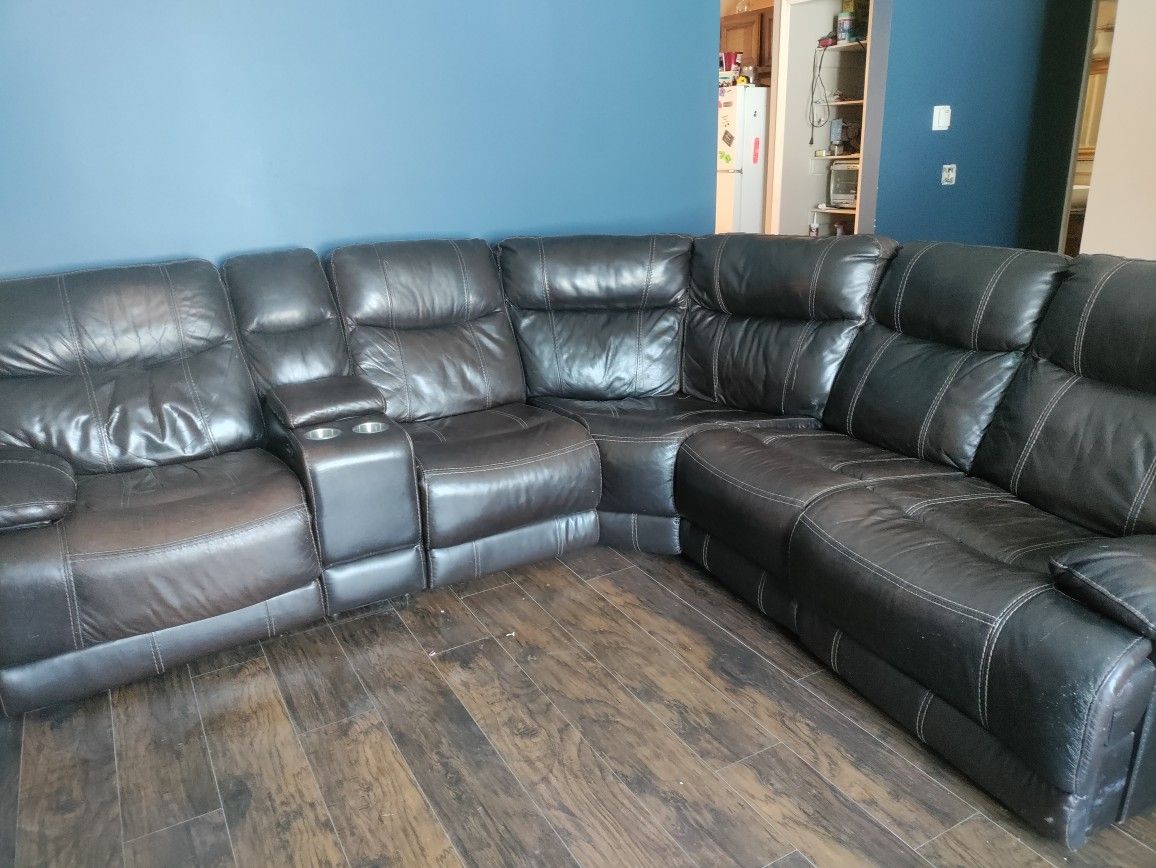 Electric Leather Reclining Sectional