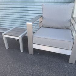Patio Furniture Studio Coral Bay Outdoor Aluminum Club Chairs with Side Table, Silver