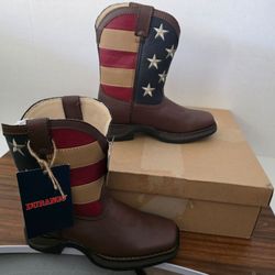 Lil' Durango Kids Patriotic Western Flag Boots Brown Square Toe Size US 1M