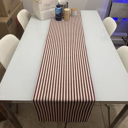 Modern Glass Dining Table + 4 White Chairs – USED