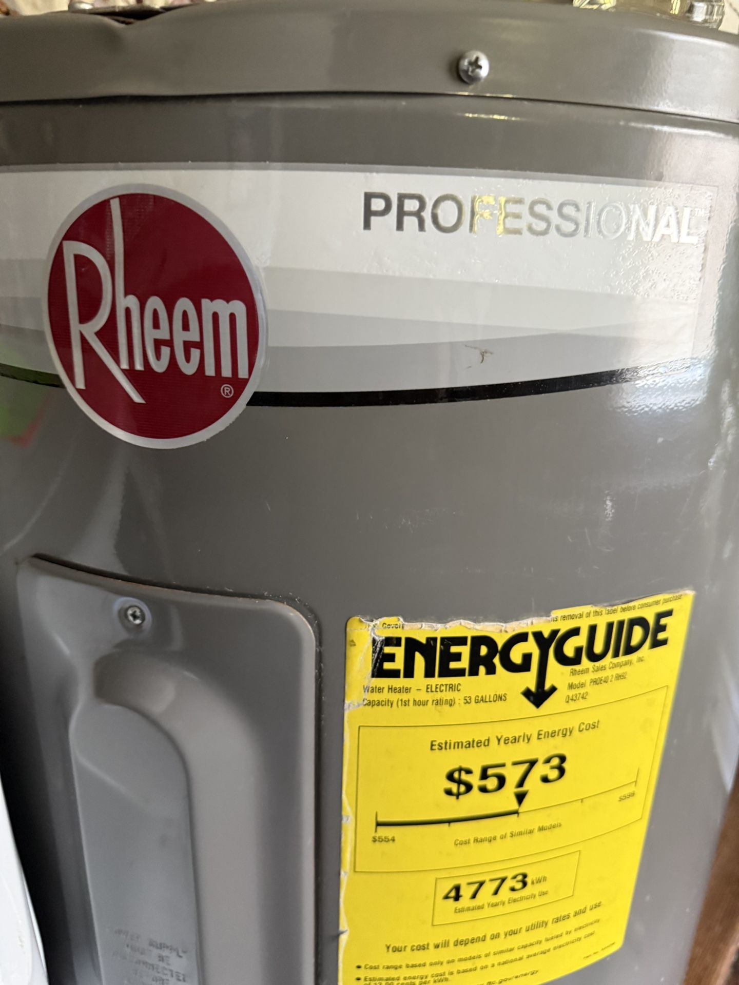 Electric Rheem Water Heater 