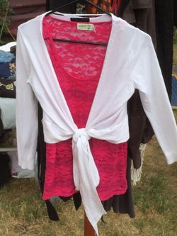 Express lace tank/ cropped cardigan