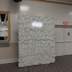 Wooden White Rose Wall