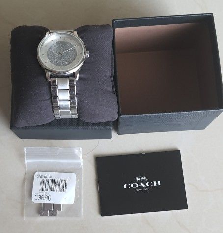 Authentic Coach Grand Silver Crystal Women's Watch