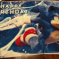  Blue Sonic Hedgehog Happy Birthday  Backdrop 5x3ft$6