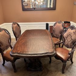 Formal 7 Piece Leather Dining Set