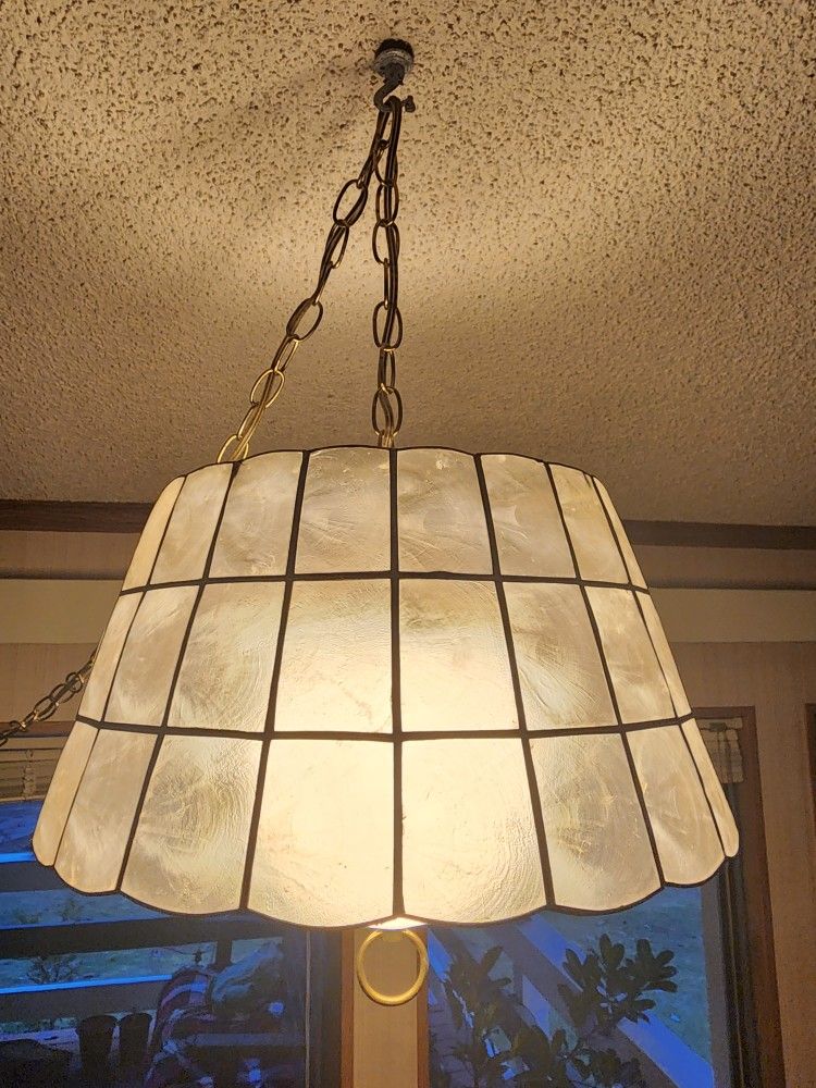 Vintage Capiz Shell Hanging Lamp