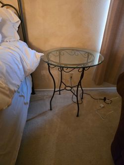 Pair of Glass Top End Tables / Nightstands - $75