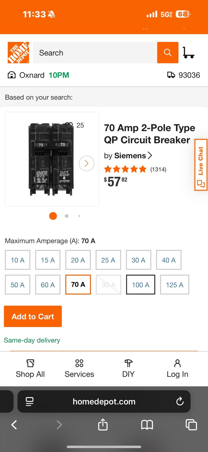 70 Amp 2-pole Breakers 