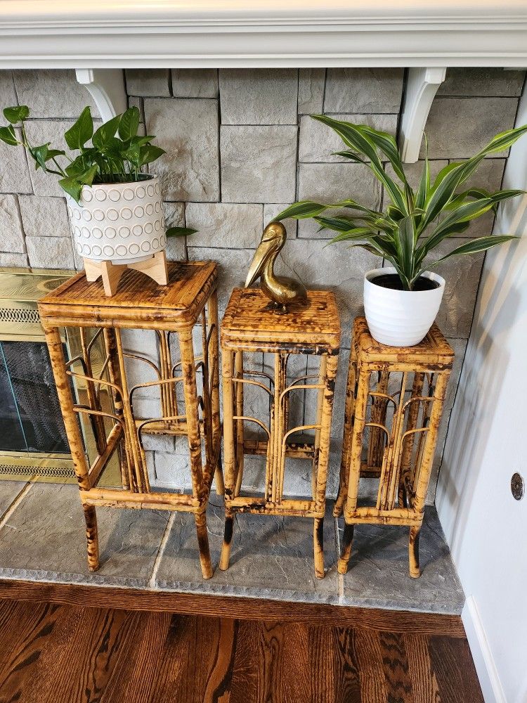 Vintage Nesting Bamboo Plant Stands