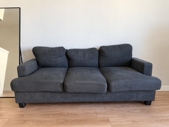 Dark Gray 3-Seater Fabric Sofa Couch 78" Wide Deep Seat - Local Pickup Only