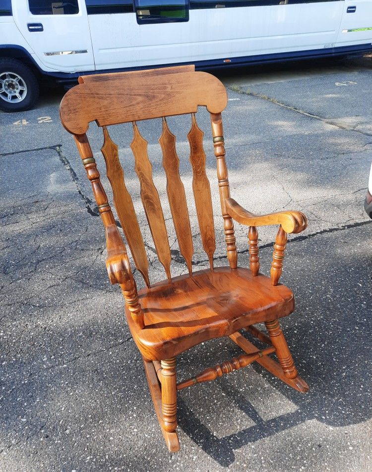 Beautiful large antique solid wood rocking chair - $125
