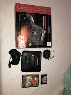 Sega genesis system with original box and sonic 1&2