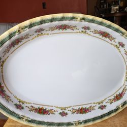 Pretty Flowered Plastic Platter 