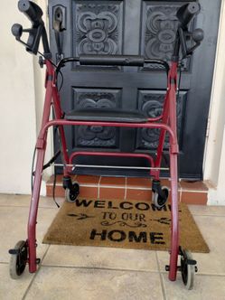 Red Rollator Walker with Seat