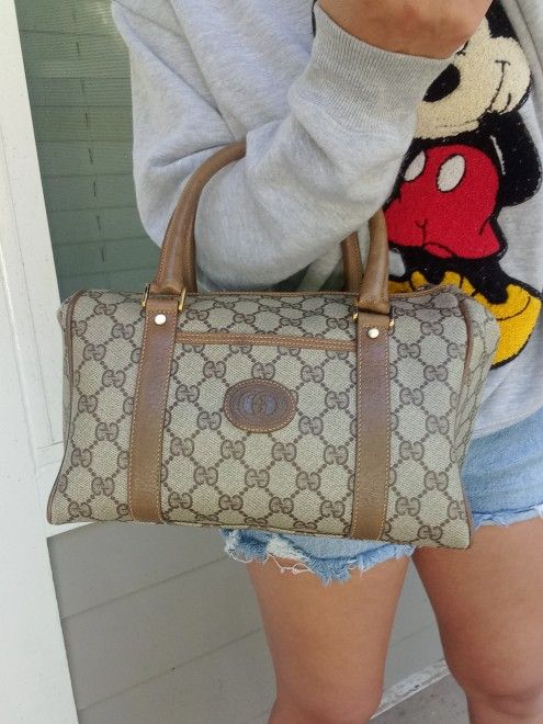 Authentic Vintage Gucci Interlocking GG Monogram Supreme Boston Doctor Satchel Bag