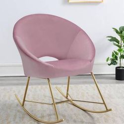 Elegant Rocking Chair In Rose Velvet Fabric! Lowest Prices Ever!