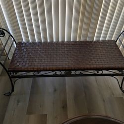 Iron Bench With Leather Seating Area