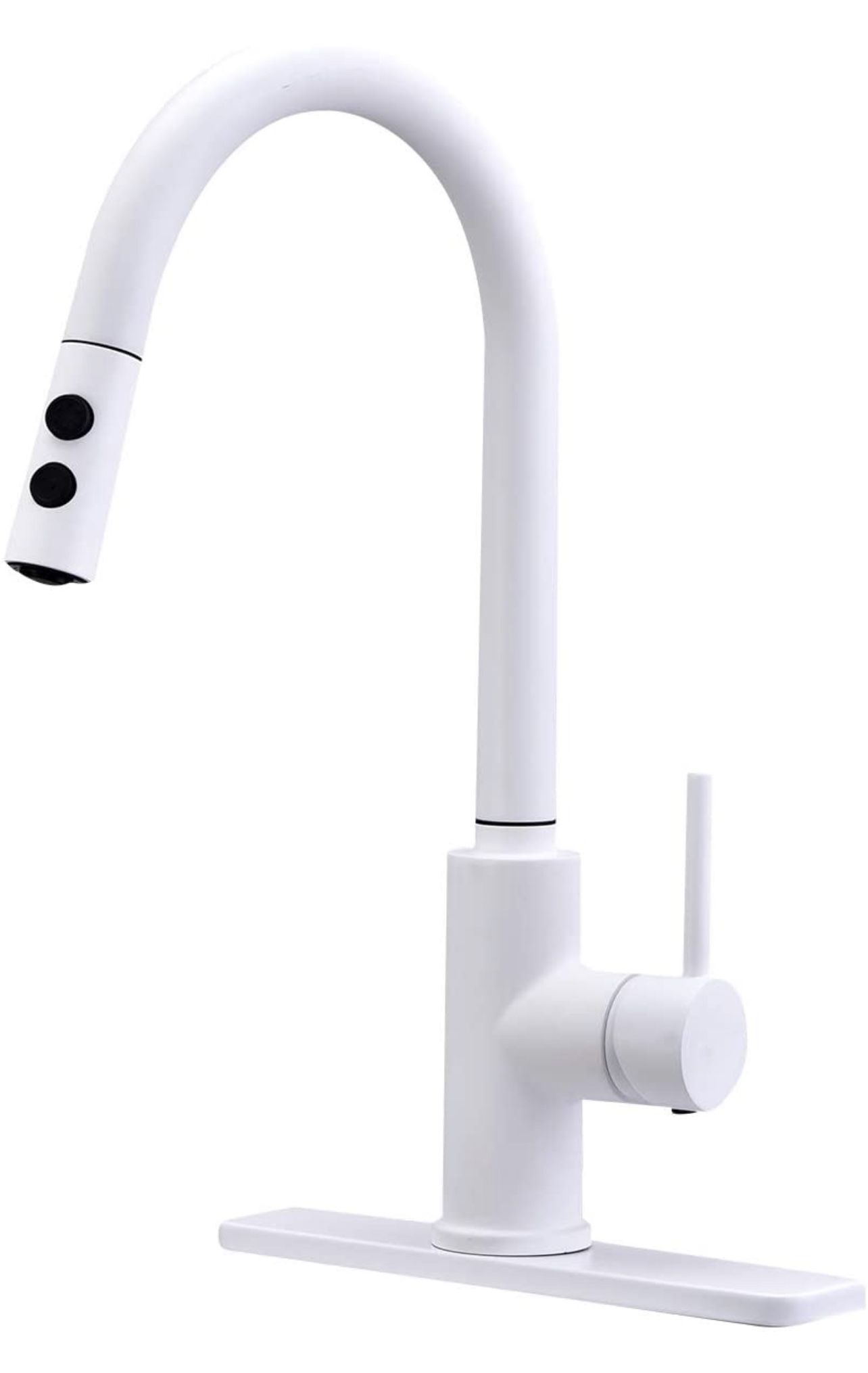 Peppermint Kitchen Sink Faucet Pull Down Matte White Kitchen Faucet with Pull Out Sprayer High Arc Single Handle White Faucet for Kitchen Sink