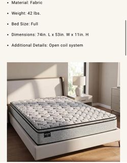 Full Size Pillow Top Mattress – Holden by At Home | Like New