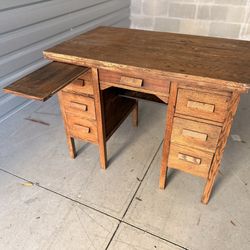 Antique Solid Oak School Desk – Early 1900s – Mission Style