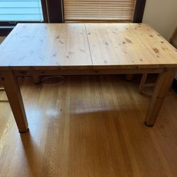 IKEA Extending Solid Pine Dining Table with 8 Chairs