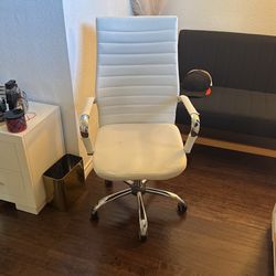 Burlingame White Executive Mid-Back Faux Leather Office Chair
