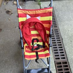Red and Yellow Striped Stroller $15