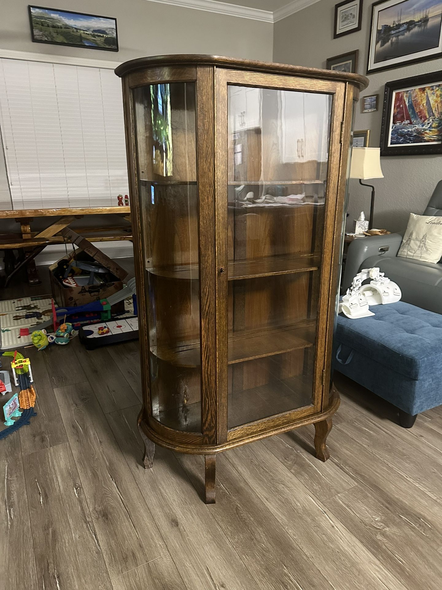 Antique Curved Glass Display Cabinet